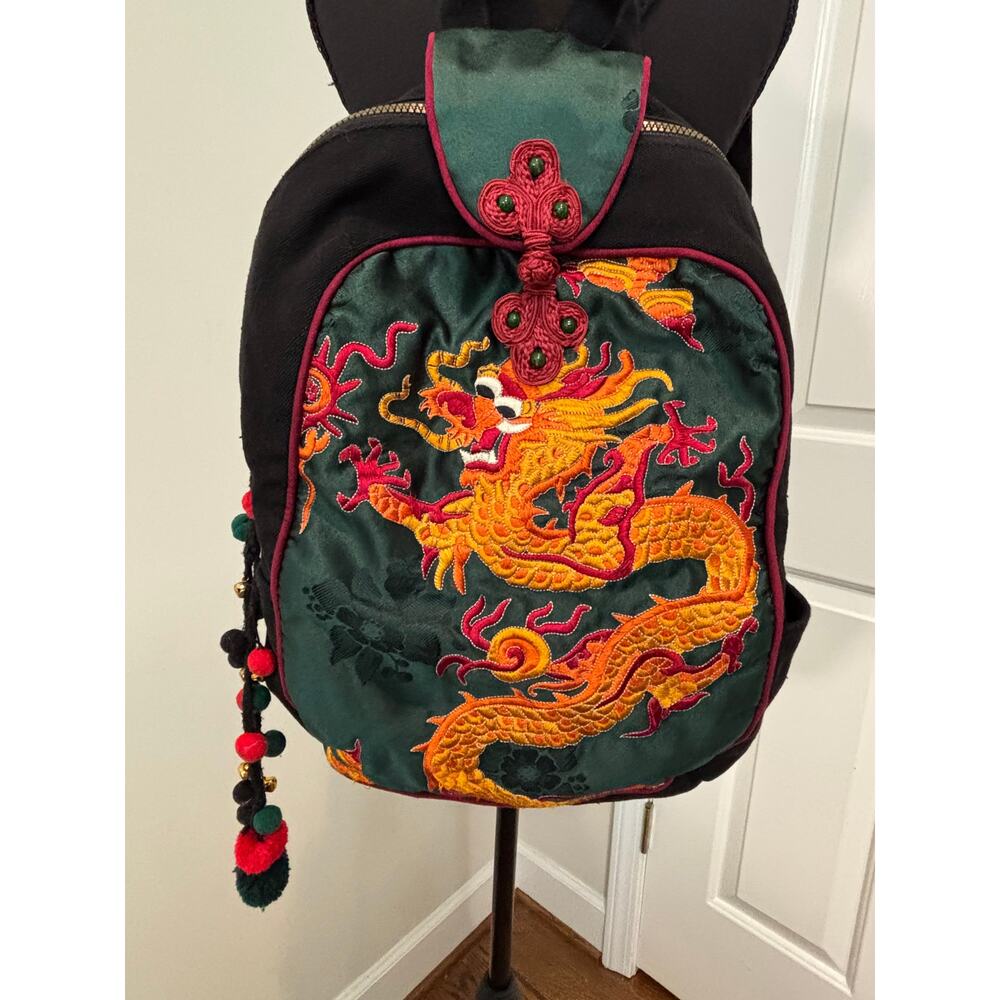 Hmong Tribal Ethnic National Rucksack Embroidery Dragon Hippie Backpack